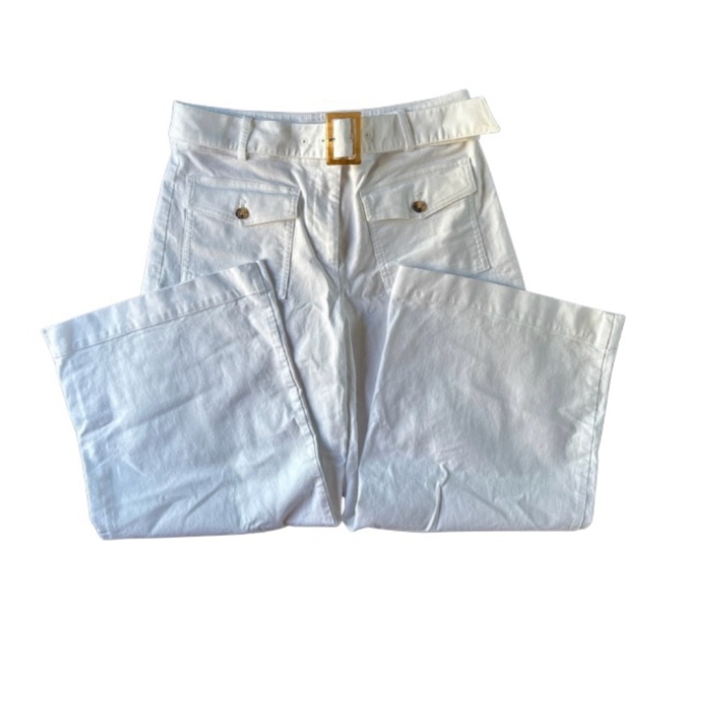 LOFT White Wide Leg Pants with Belt